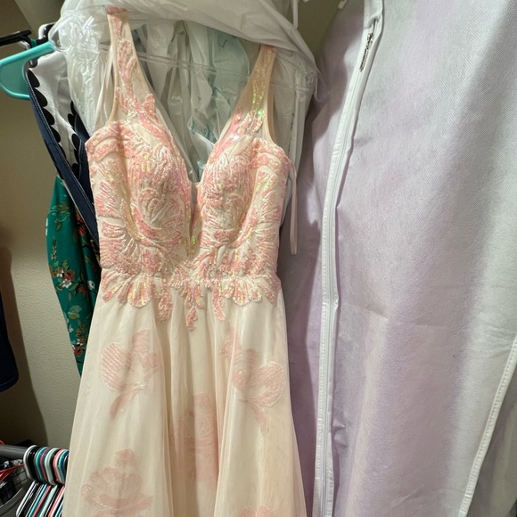 Iridescent Pink and Ivory Prom Dress Size 0 - Picture 11 of 12